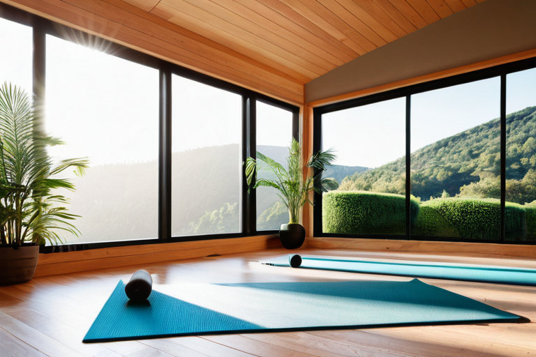Biophilic yoga practice space with natural elements