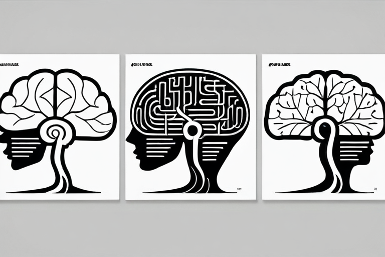 Minimalist illustration connecting brain anatomy with yoga poses