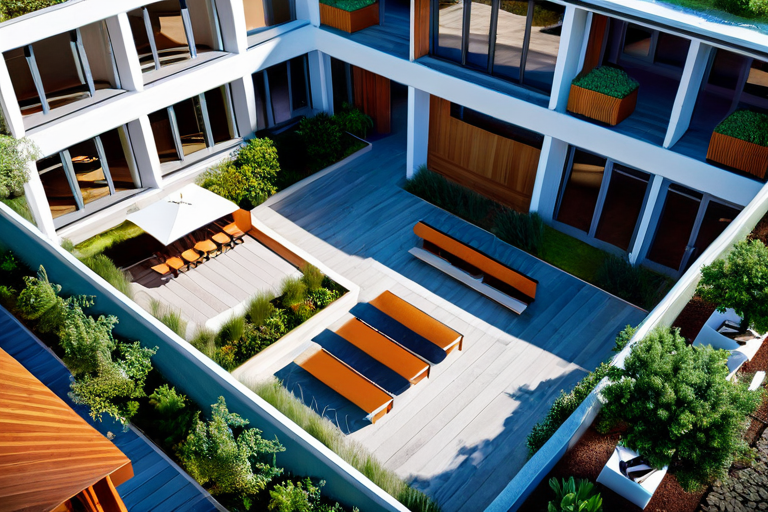 Architectural rendering of community space designed with yogic principles