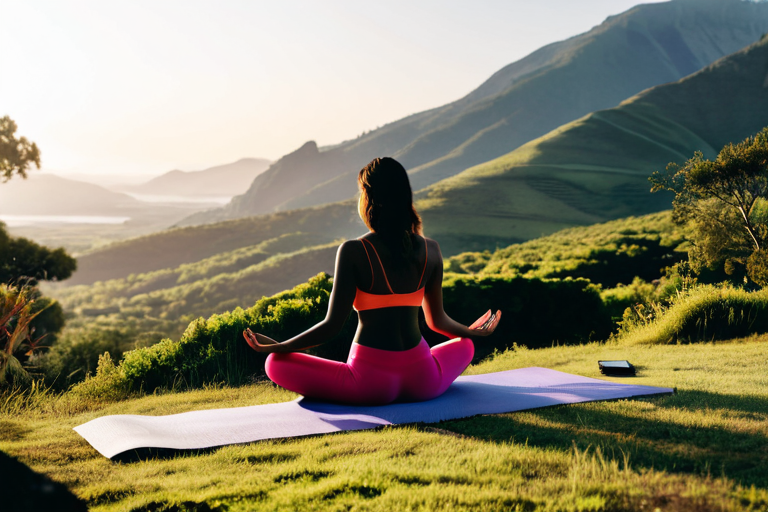 Person practicing yoga in nature away from digital devices
