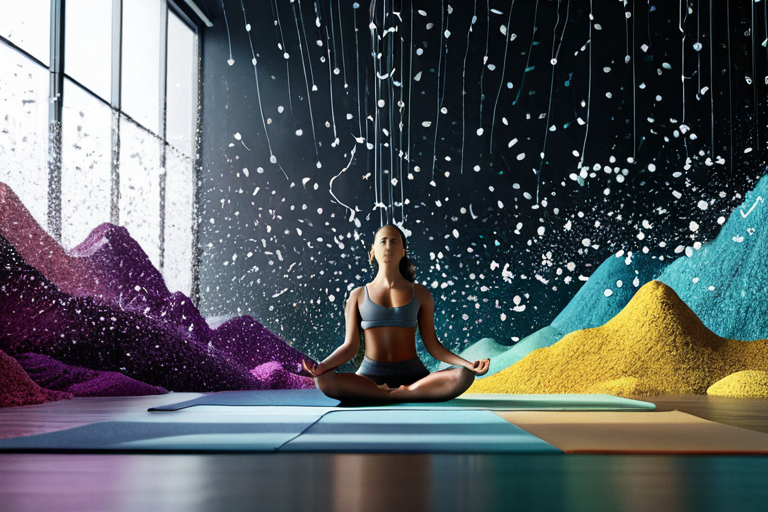 Abstract scientific research visualization with yoga elements