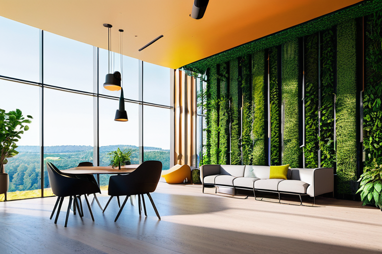 Futuristic office design with natural elements and open spaces