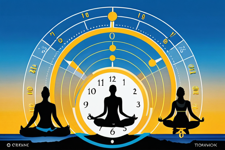 Abstract representation of hormonal rhythms aligning with yoga practice