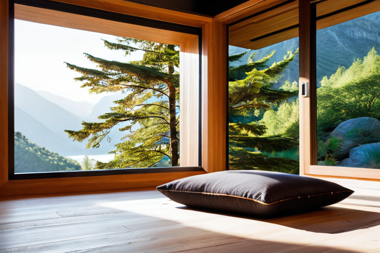 Meditative architectural space with natural elements