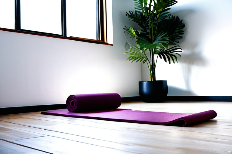 Minimalist workspace with yoga elements