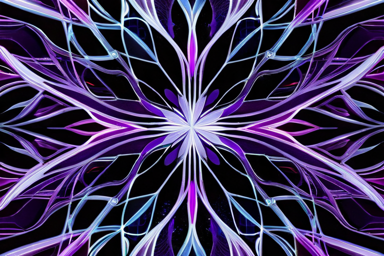 Abstract neural network visualization with yoga-inspired patterns