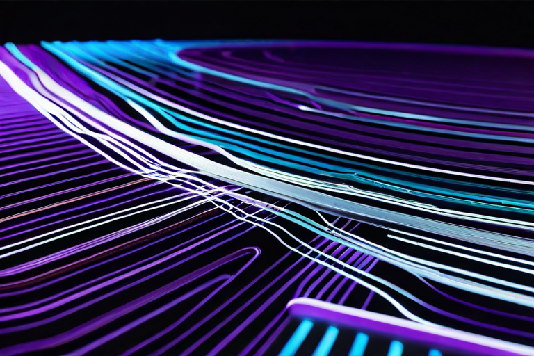 Abstract visualization of brain waves merging with digital patterns