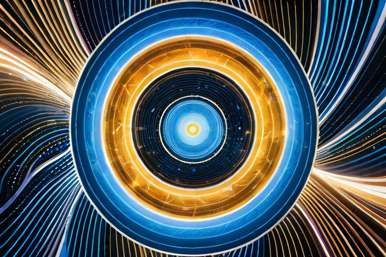 Abstract representation of quantum fields interacting with yoga practice