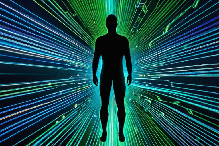 Abstract representation of body awareness connecting to digital networks