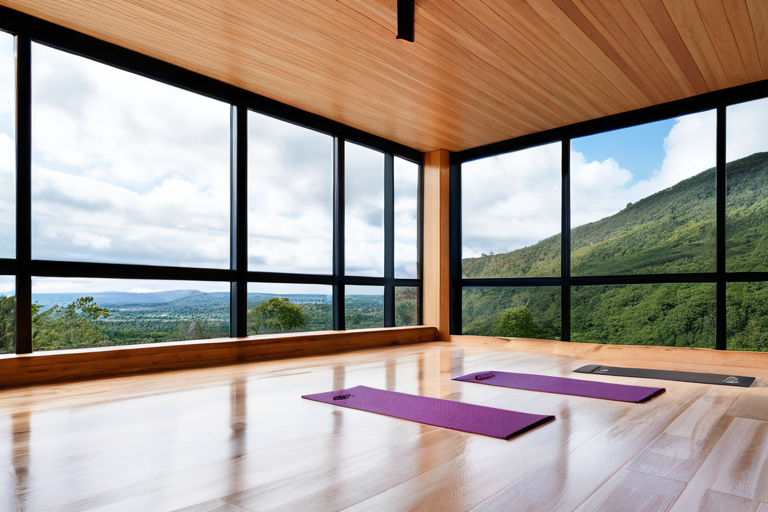Modern yoga studio with architectural elements