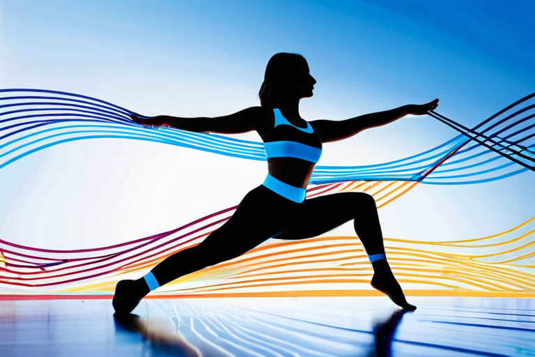Abstract representation of yoga practice with digital technology integration
