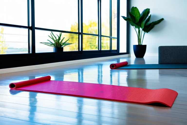 Minimalist yoga practice in modern office setting with plants