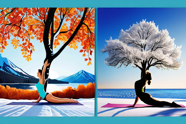 Yoga practice in different seasonal settings