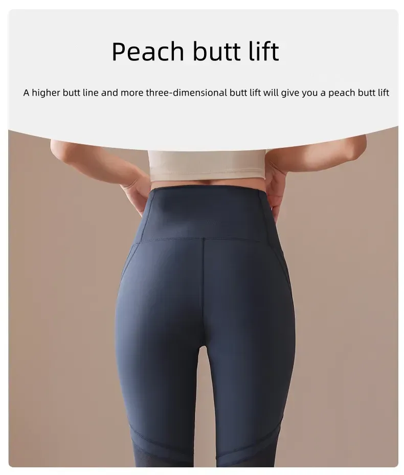 Fitness girl sexy gauze yoga pants high waist and hip skinny spring and autumn new wear tracksuit pants tide