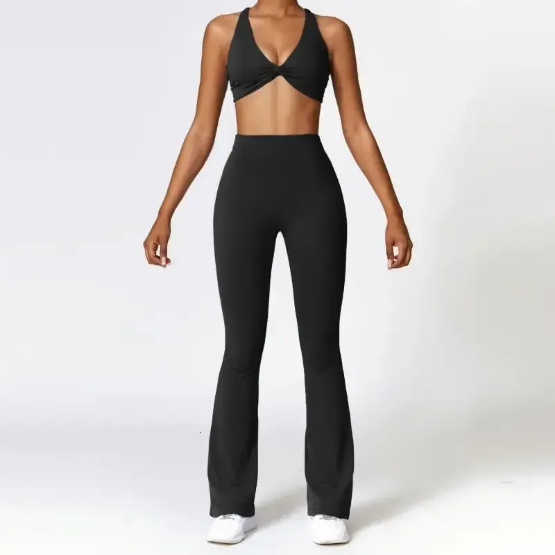 Sexy Cross Bra Back-v Sport Yoga Set Two Piece Workout Clothes for Women Quick Dry Outfit Fitness Gym Set
