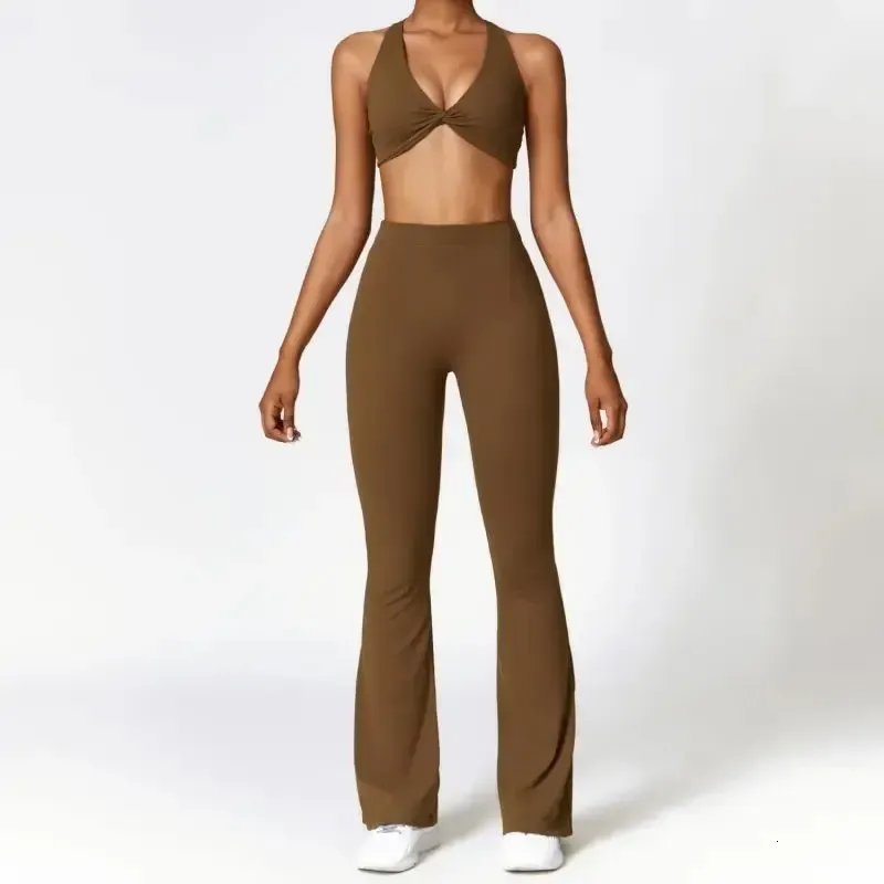 Sexy Cross Bra Back-v Sport Yoga Set Two Piece Workout Clothes for Women Quick Dry Outfit Fitness Gym Set