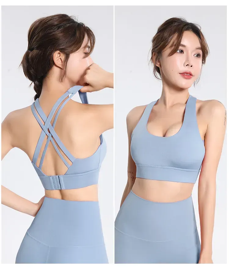 Sports underwear women's shock-resistant push-up high-strength yoga vest with chest pad fitness sexy back anti-sag bra