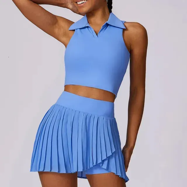 Ventilate 2-Piece Yoga Tennis Set Gym Outer Wear Running Fiess Women's Golf Dance Badminton Sexy Skirt Sports Shorts