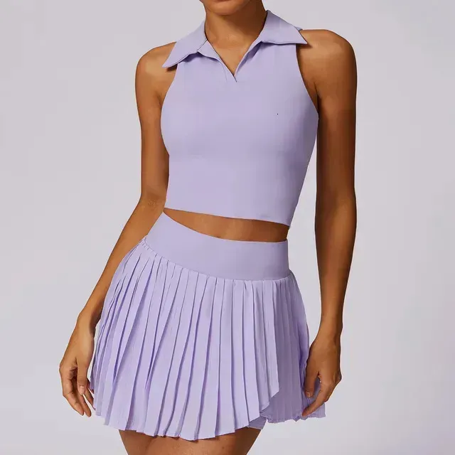 Ventilate 2-Piece Yoga Tennis Set Gym Outer Wear Running Fiess Women's Golf Dance Badminton Sexy Skirt Sports Shorts