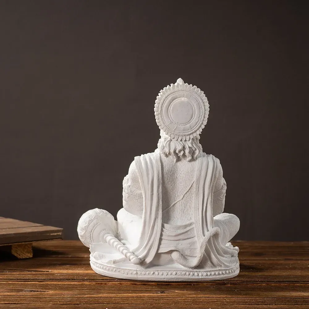 Vilead Sandstone White Hanuman Statue Hindu Monkey God Sculpture Yoga Meditation Decoration Buddha Ganesha Vishnu India FengShui