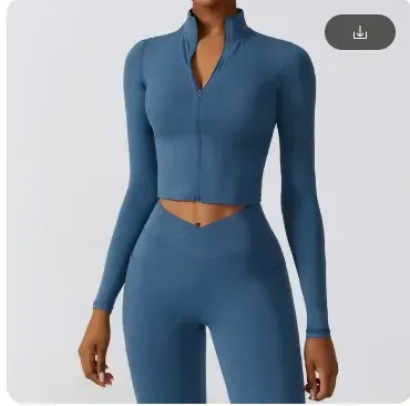 Women's High Elastic Crop Top Spandex Long Sleeve Yoga Shirts Sportswear Yoga Jacket