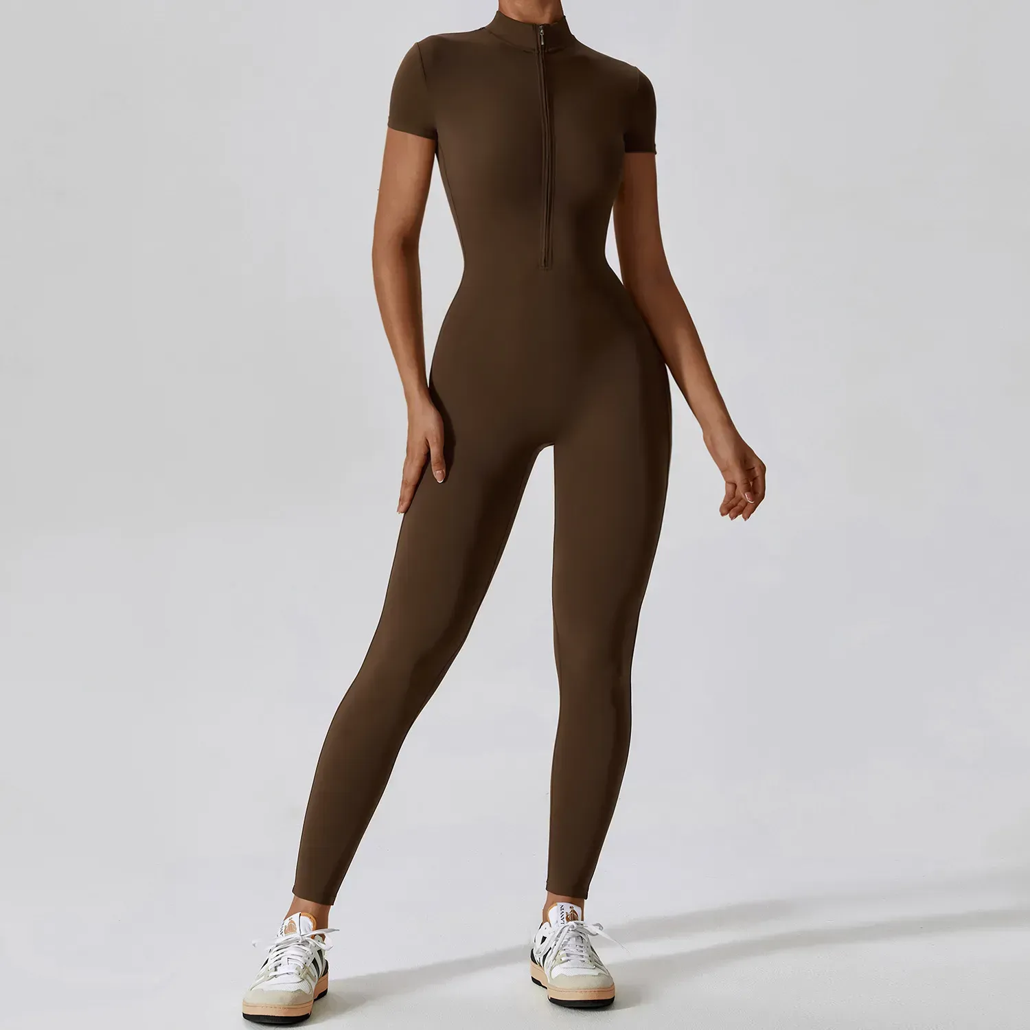 Yoga Outfits Yoga Set Women's Jumpsuits Suit Zipper Short Sleeve Gym Push Up Workout Clothes Fitness Bodysuit Sportswear